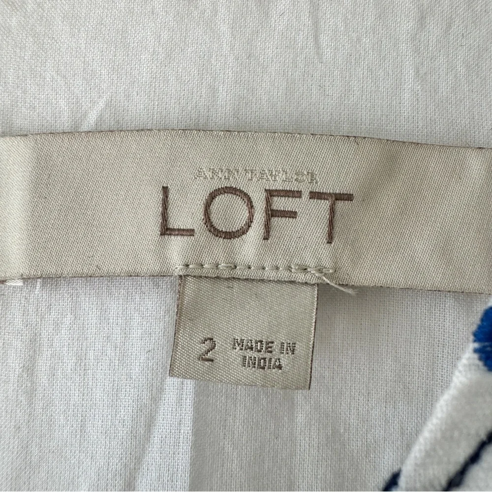 Loft - Linen Blend Embroidered Summer Dress in White & Blue - Picture 8 of 9